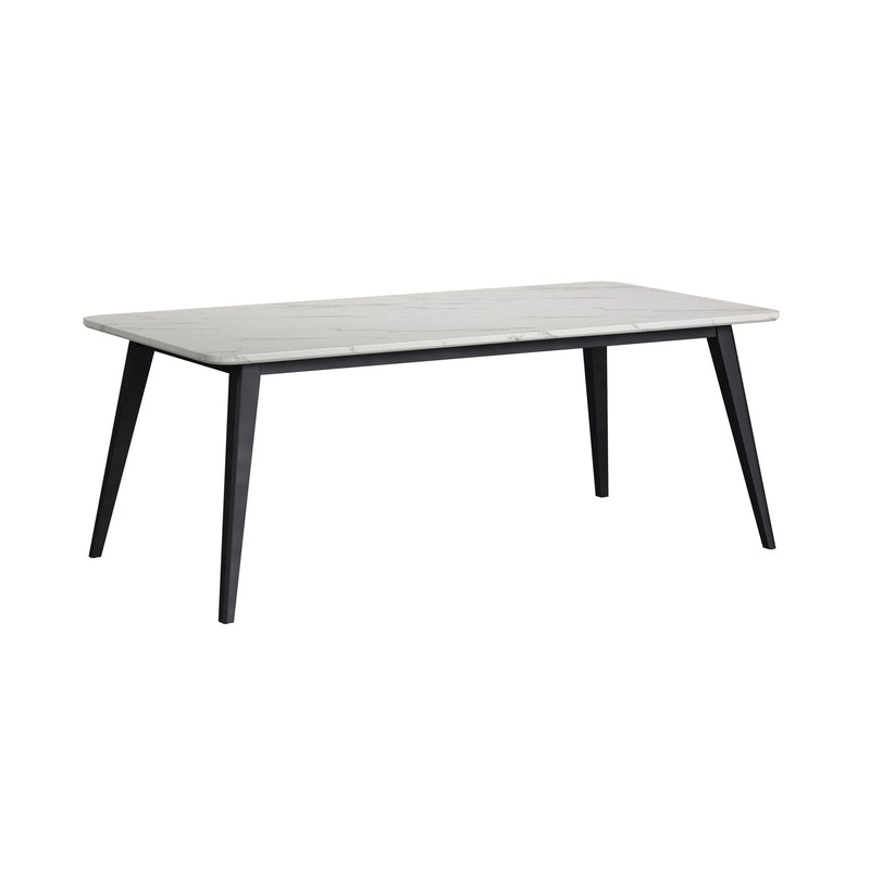 Marlene Dining Table with White Faux Marble Top in Black