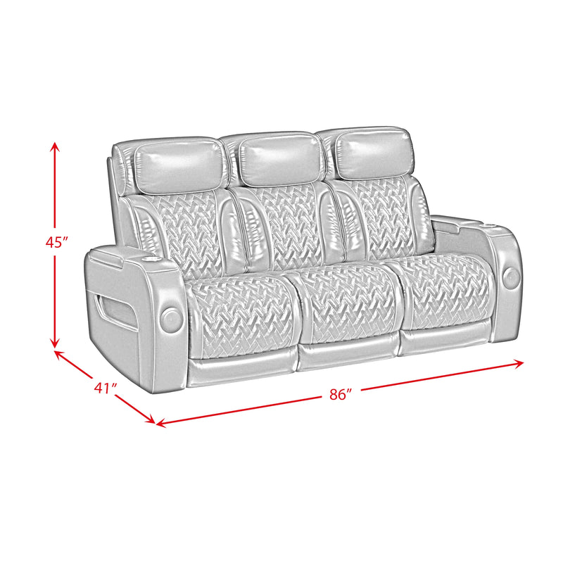 Prime Time P3 Living Room Set in Jett Black with Red Stitching
