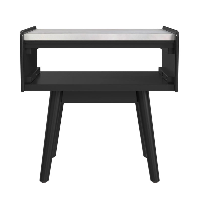 Lanette End Table with White Marble Top in Black