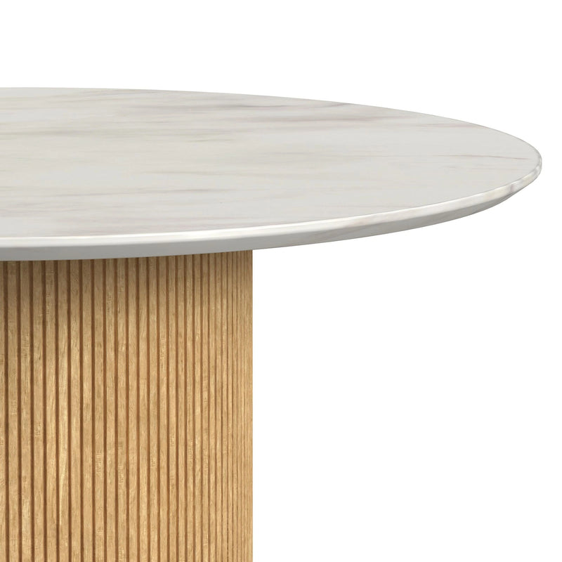 Sylvie Round Dining Table with White Faux Marble Top