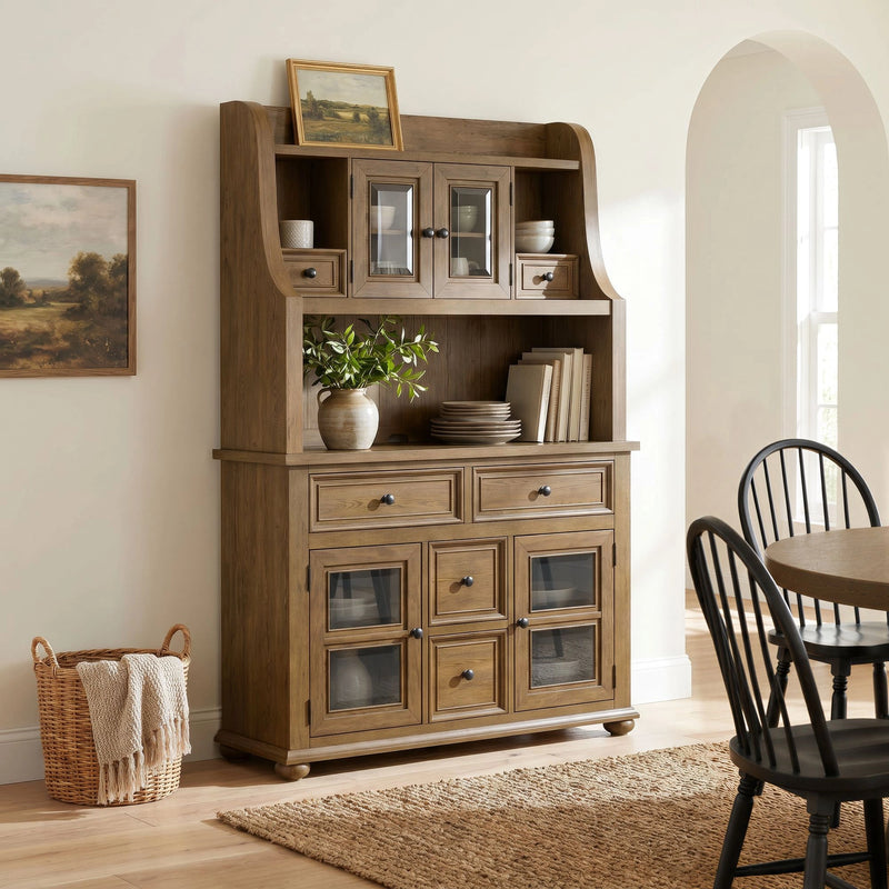Heritage & Home Buffet and Hutch in Oak Brown