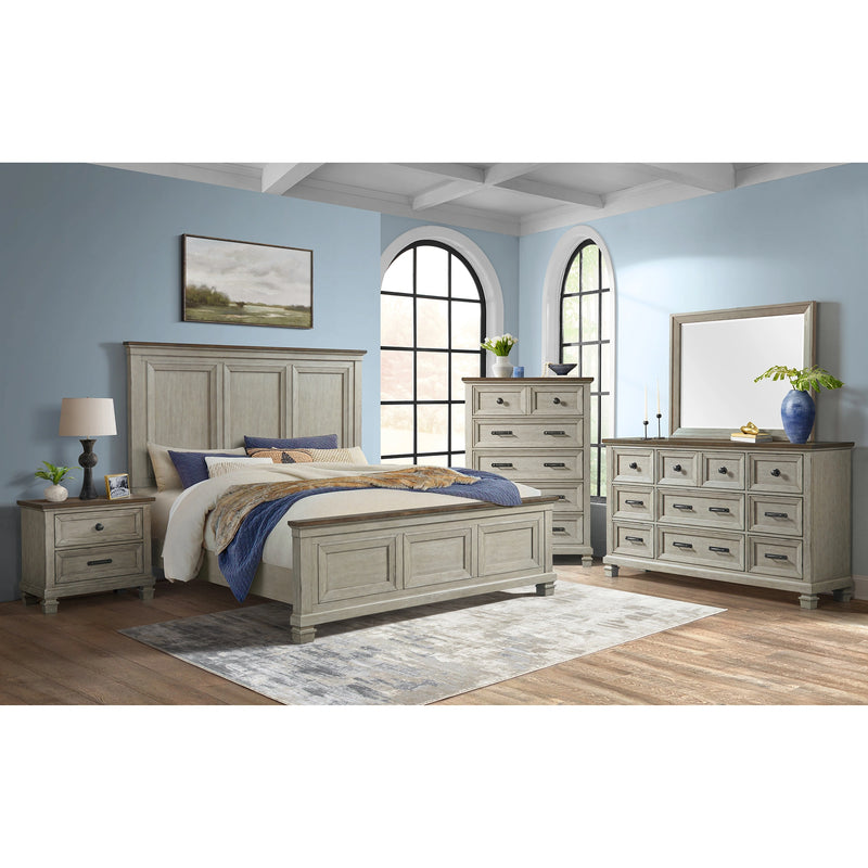 Farmington Bedroom Set in Medium Brown and Washed Stone