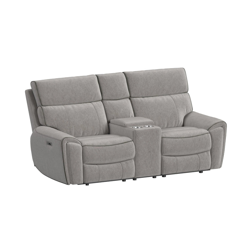 Jackpot P1 Loveseat W/Console in Explore Light Grey