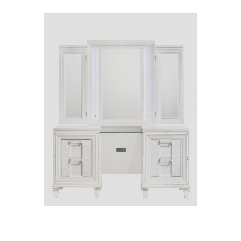Twenty Nine Dressing Set w/LED & USB Plug in White with Stool