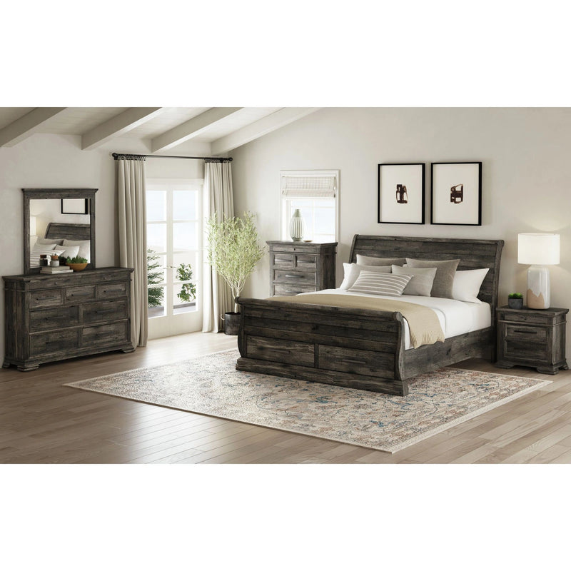 Park Ridge Sleigh Storage Bed in Charcoal