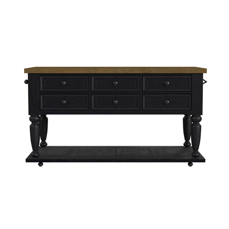 Heritage & Home Kitchen Island with Casters in Oak Brown and Black