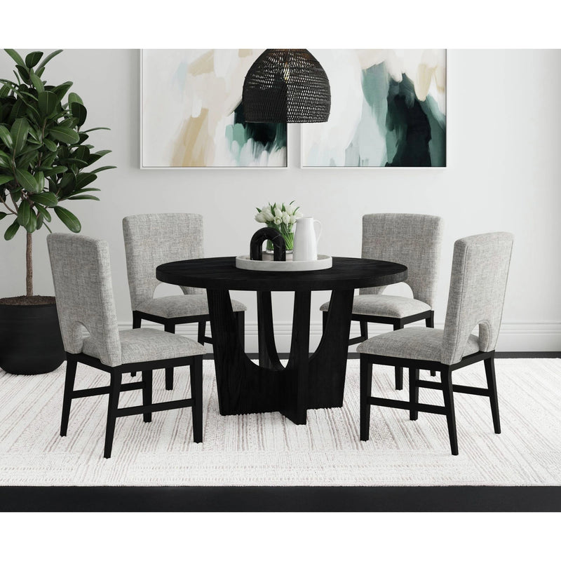 Oregon Side Chair with Grey Fabric in Black (2 Per Carton)