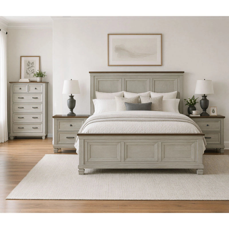 Farmington Bedroom Set in Medium Brown and Washed Stone