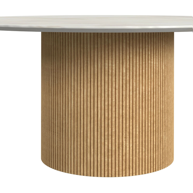 Sylvie Round Coffee Table with White Faux Marble Top and Base