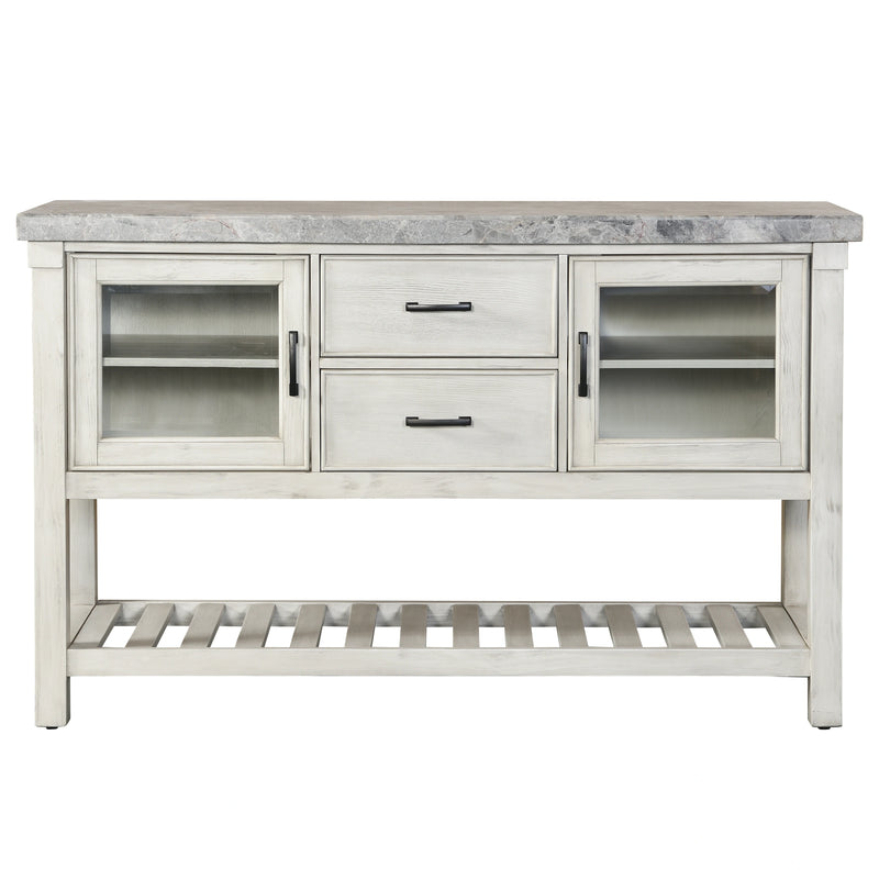 Steve Silver Canova Gray Marble Top Server in Cathedral White