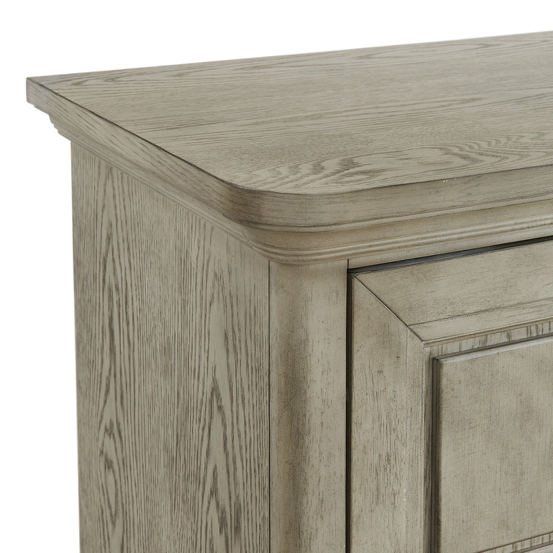 Whit-Ash Panel Bedroom Set with Door Chest in Light Grey
