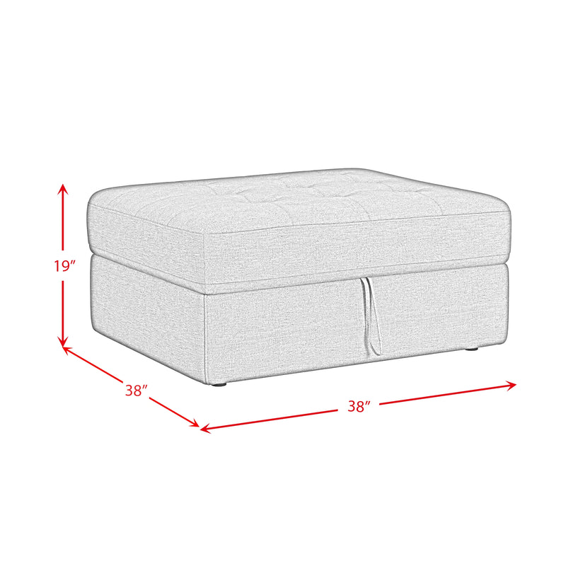 Options One Storage Ottoman in Palmer Plus Ash