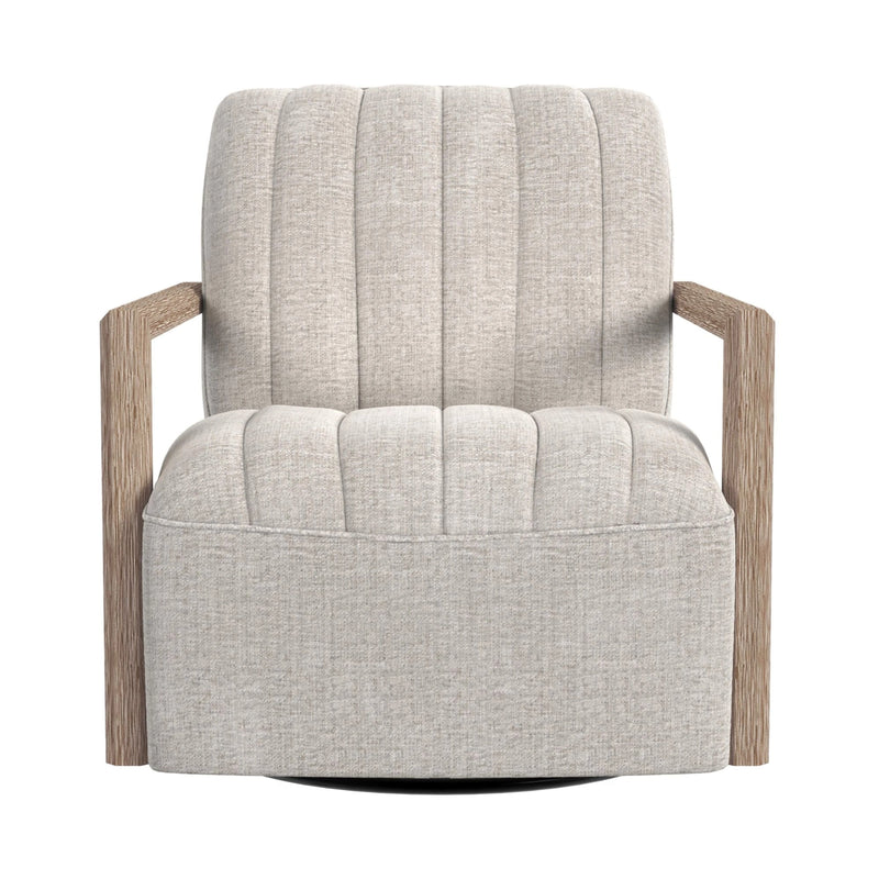 Blaze Swivel Chair in Laurence Cream with Natural Arm