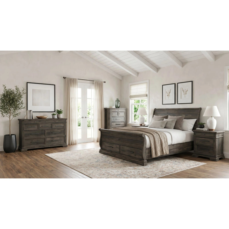Park Ridge Sleigh Storage Bedroom Set in Charcoal