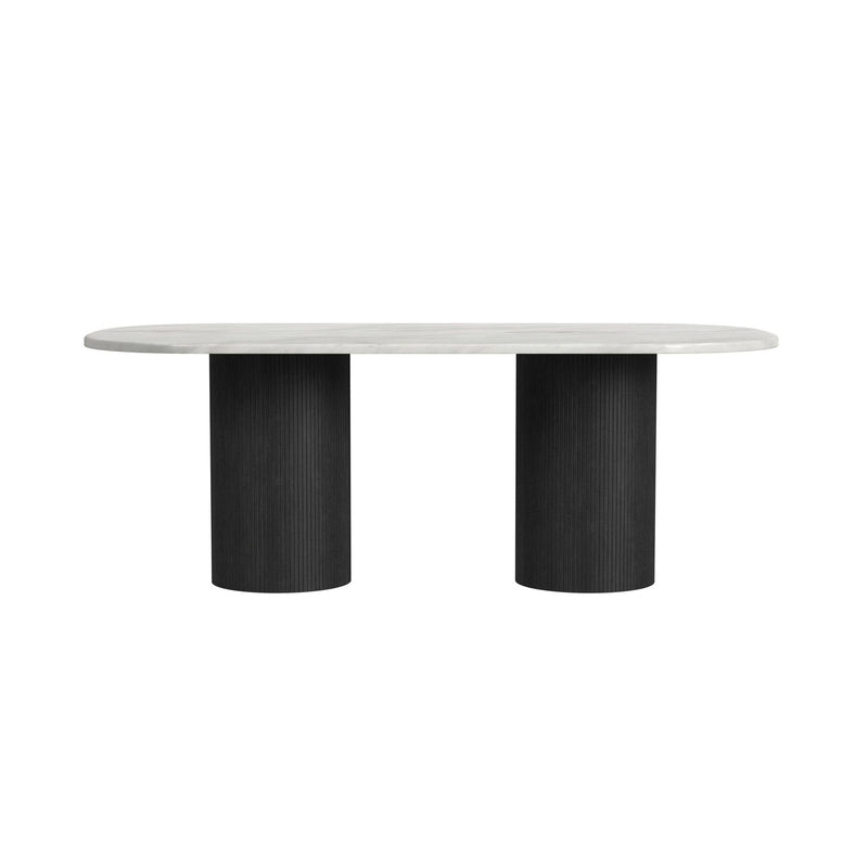 Sylvie Oval Dining Table with White Faux Marble Top