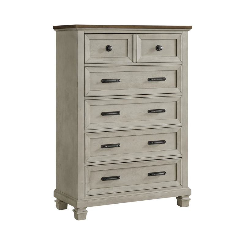 Farmington Bedroom Set in Medium Brown and Washed Stone