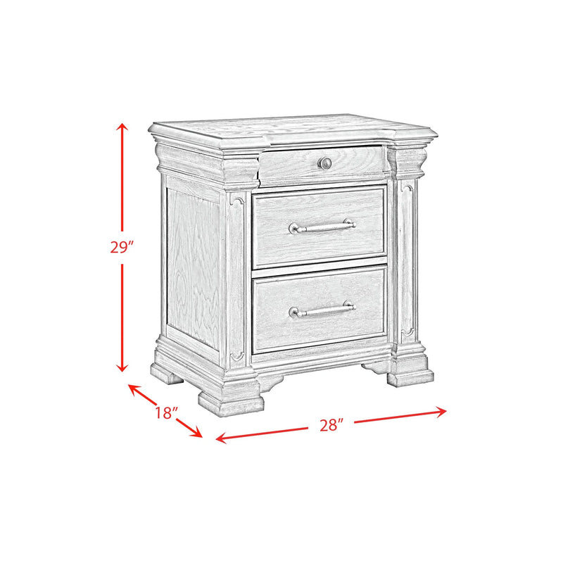 Kings Court 3-Drawer Nightstand (Sliding Top)