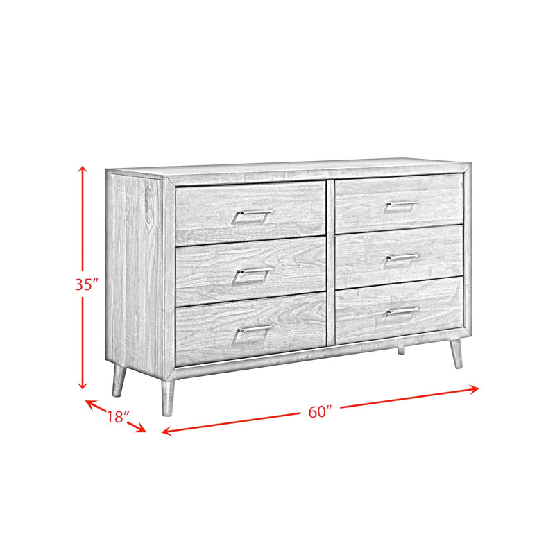 Malibu Bedroom Set with 2 Nightstands in Walnut