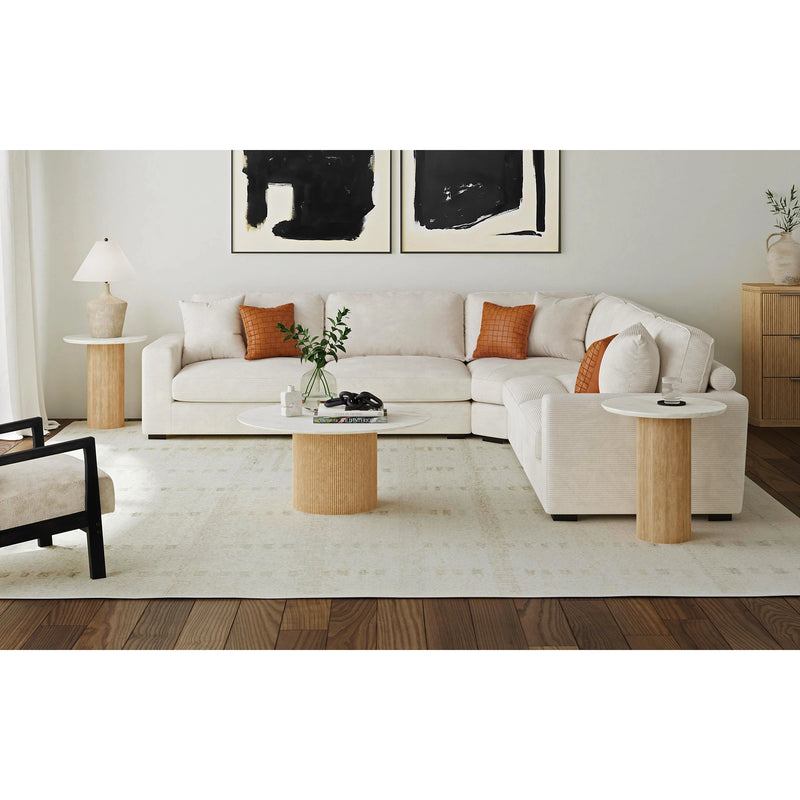 Sylvie Round Coffee Table with White Faux Marble Top and Base