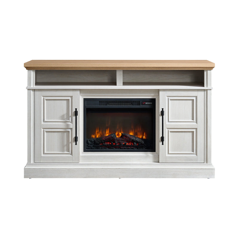 Villa Console with 23"" Fireplace Insert in White & Natural