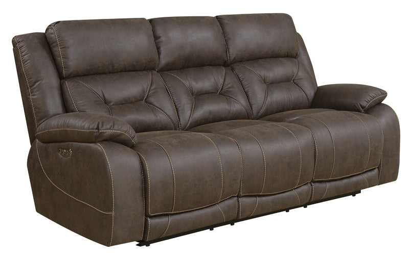 Steve Silver Aria Dual Power Reclining Sofa in Saddle Brown