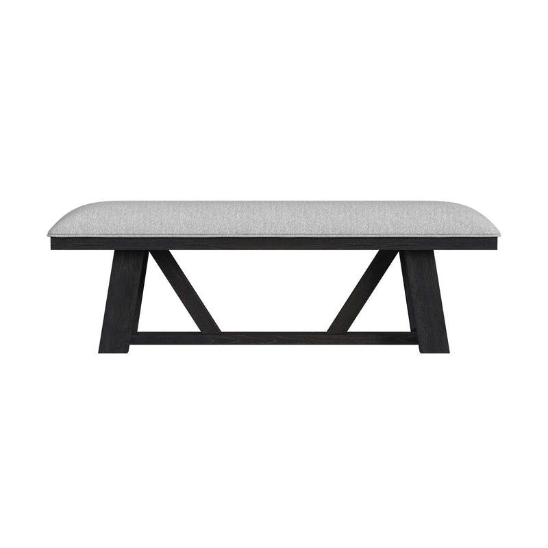 Transcend Bench with Light Grey Fabric in Charcoal