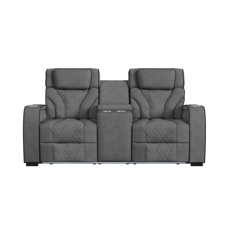 Blitz Motion Loveseat with Console, and LED