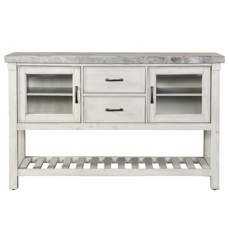 Steve Silver Canova Gray Marble Top Server in Cathedral White
