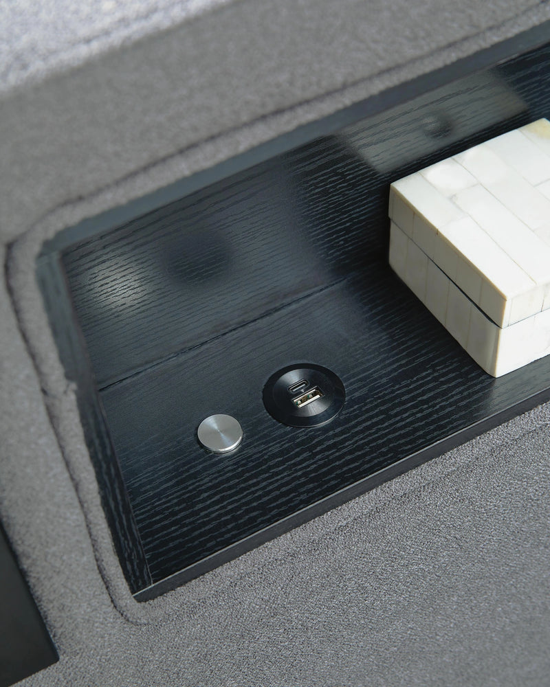 Cayberry King Upholstered Bed with Wireless Audio