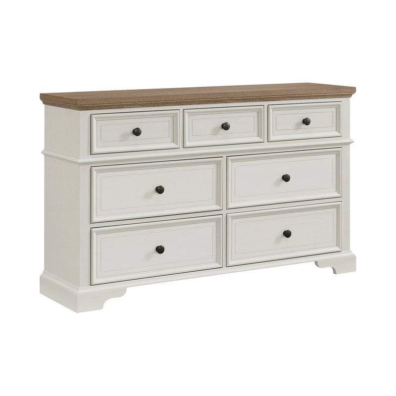 Eastwood Youth 7-Drawer Dresser in Brown and Off-White