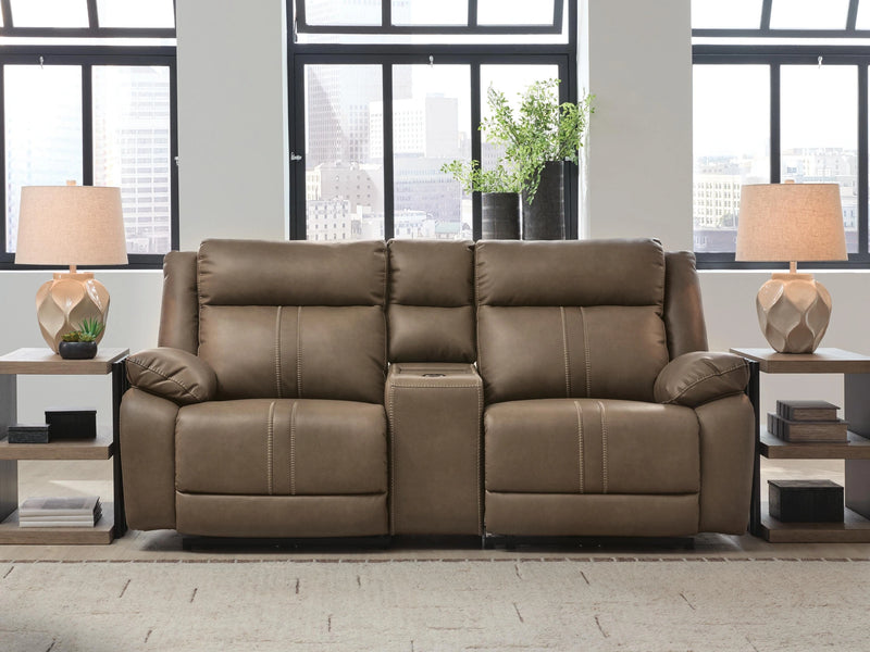 Max-Media Power Reclining Sectional Loveseat with Audio Console