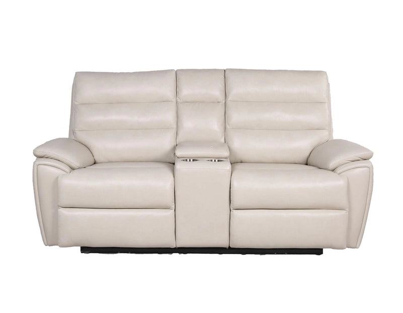 Steve Silver Duval Leather Dual Power Reclining Loveseat in Impressive Ivory