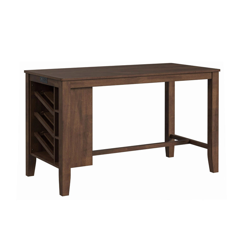 Santa Barbara Kitchen Island & 2 Counter Stools with Dark Grey Fabric in Walnut