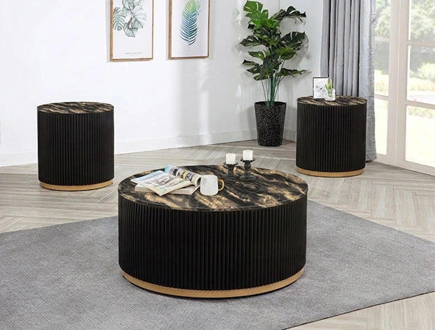 Kara End Table Gold Black