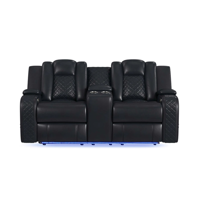 Carlo Power Motion Loveseat with Power Headrest, Console and LED
