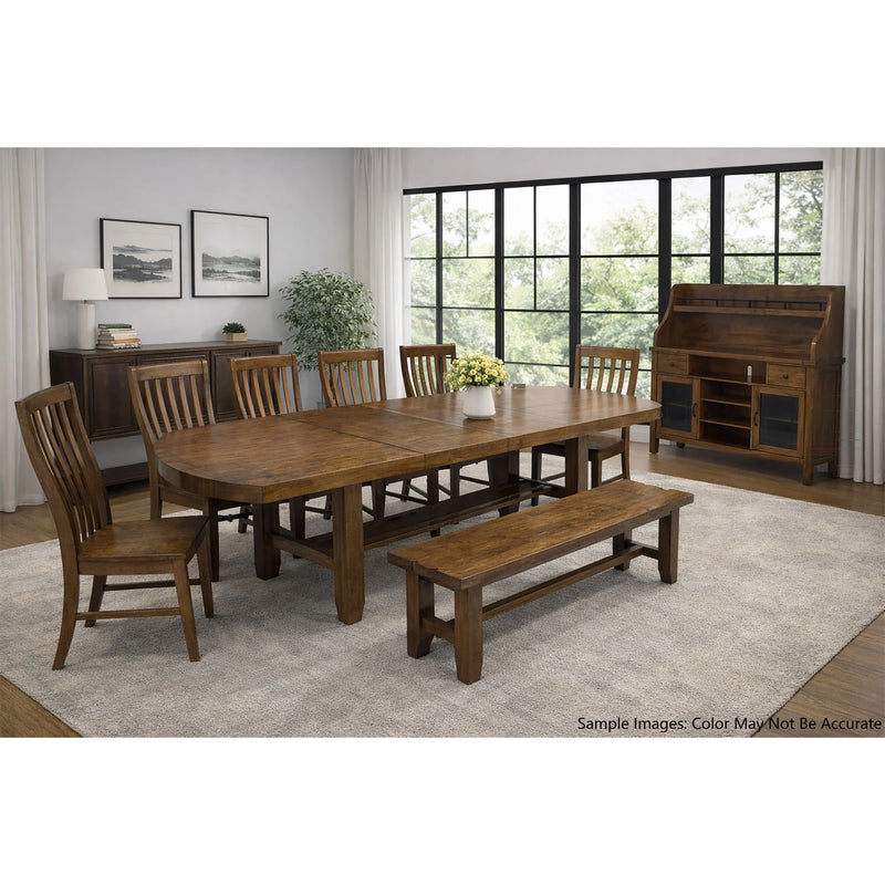 Gage Rectangular Dining Table with 2x14""Leaf in Chestnut