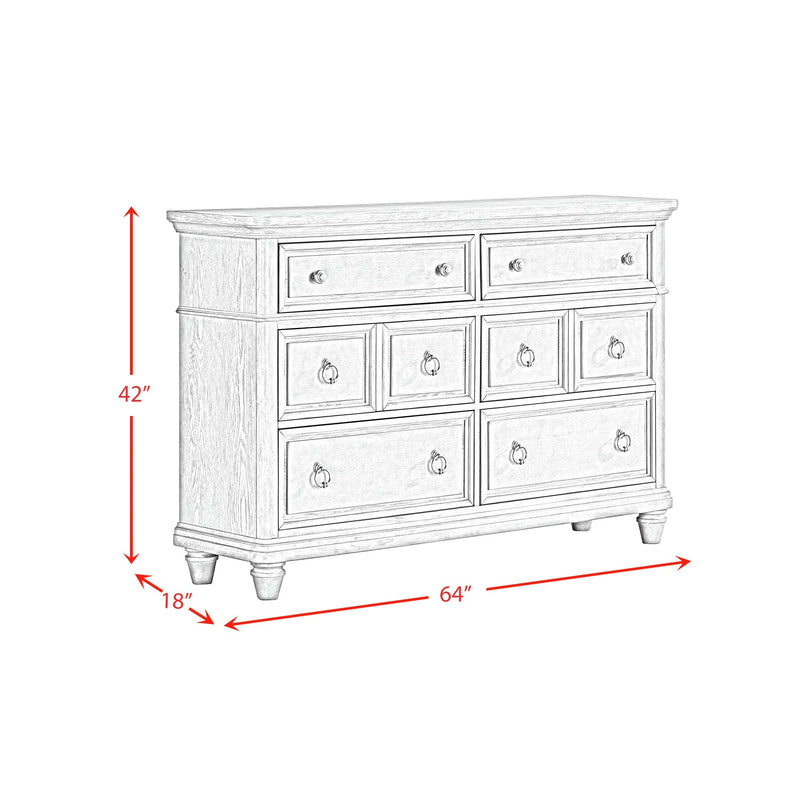 Whit-Ash Bedroom Set with 2 Nightstands in Light Grey