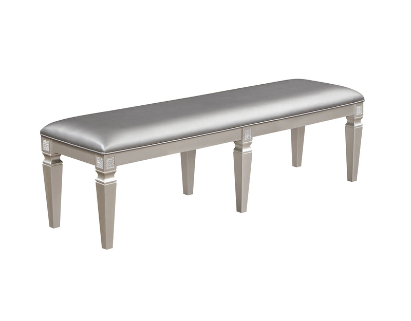 Crown Mark Klina Glam Dining Bench in Light Gray image