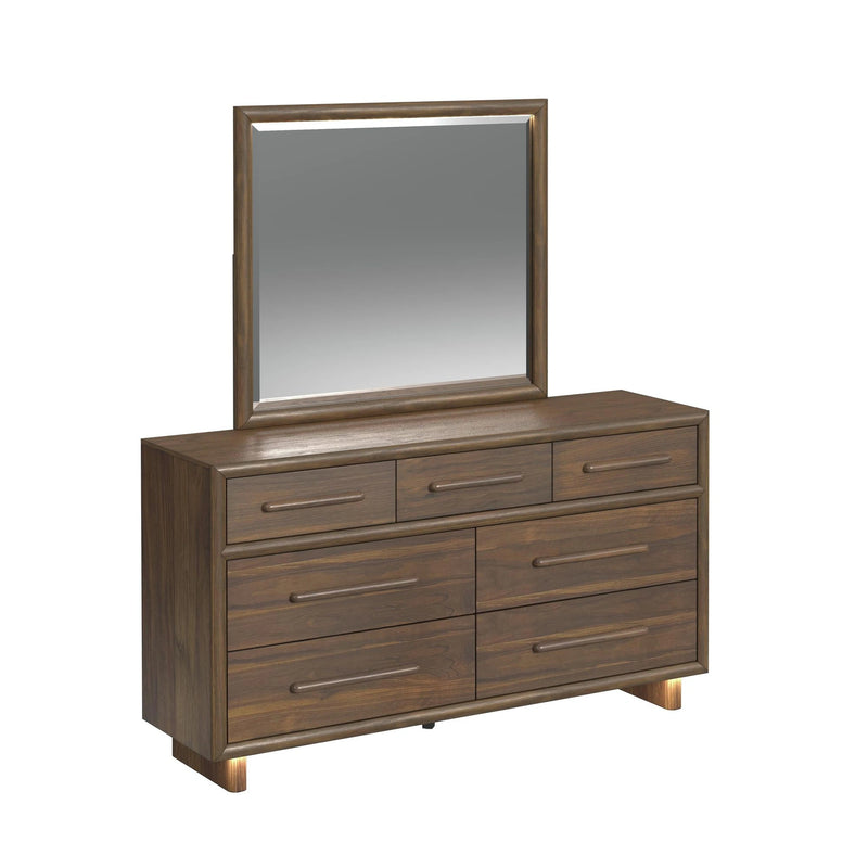 Brisbane UPH Bedroom Set with Boucle Beige and LED in Brown