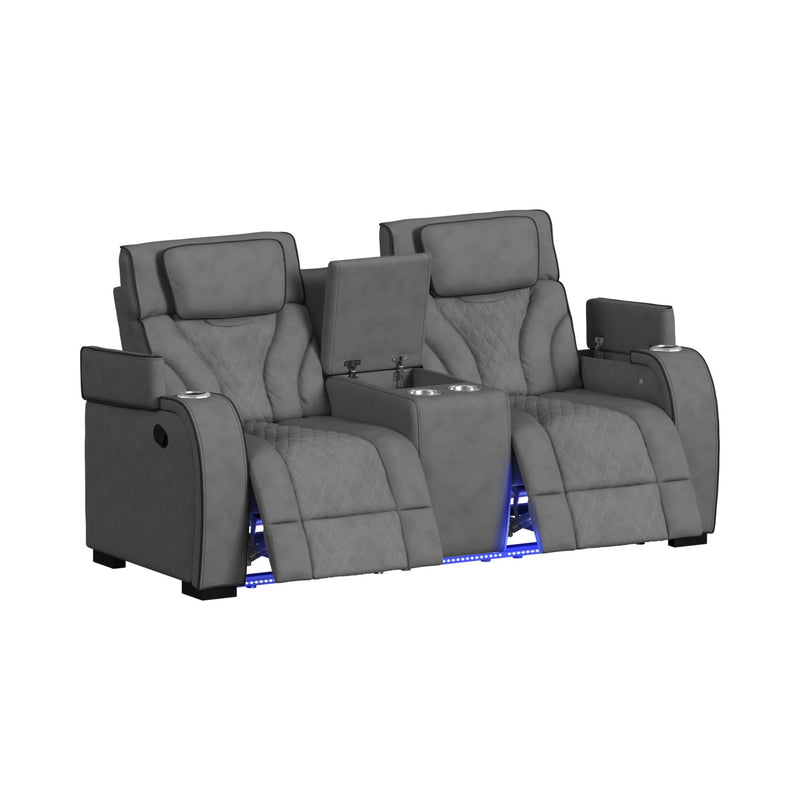 Blitz Motion Loveseat with Console, and LED