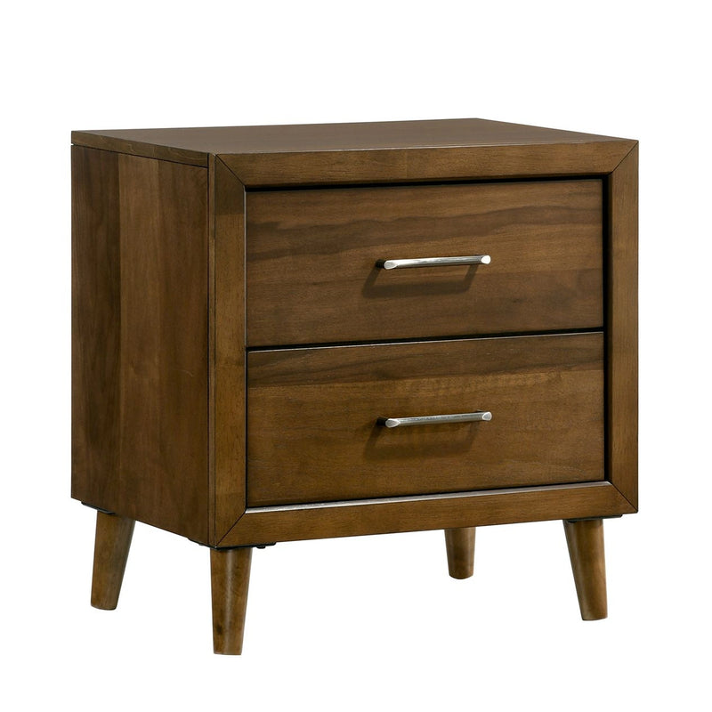 Malibu Bedroom Set with 2 Nightstands in Walnut
