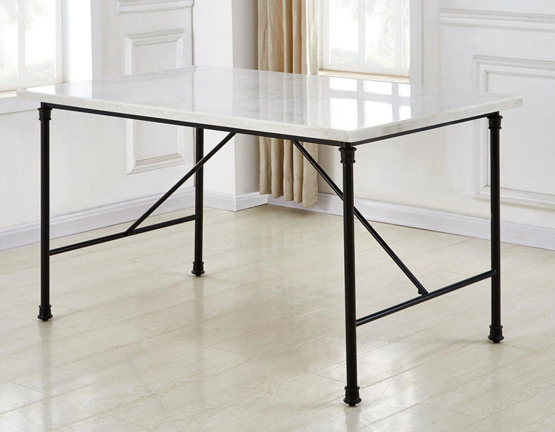Steve Silver Claire White Marble Top Dining Table in White