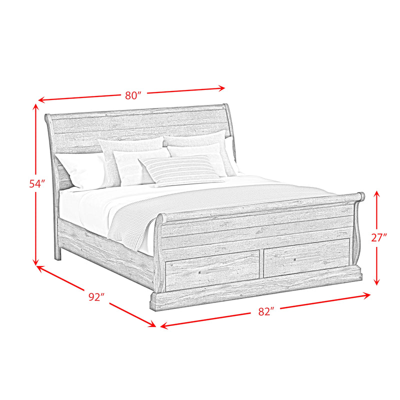 Park Ridge Sleigh Storage Bed in Charcoal