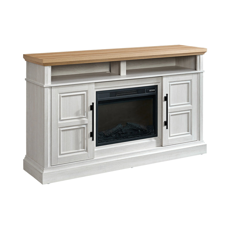 Villa Console with 23"" Fireplace Insert in White & Natural