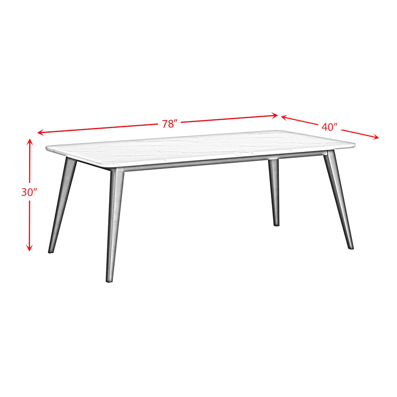 Marlene Dining Table with White Faux Marble Top in Black