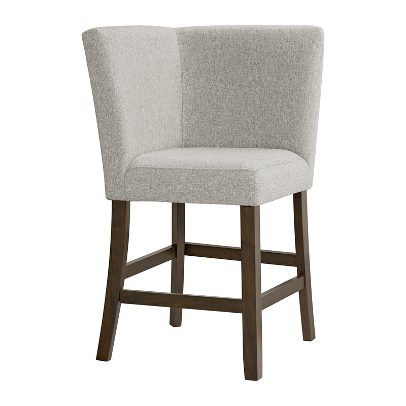 Seneca Counter Corner Bench with Upholstered Back and Grey Fabric