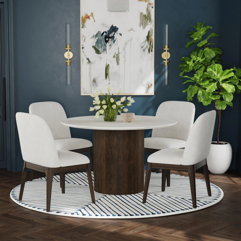 Sylvie Round Dining Table with White Faux Marble Top
