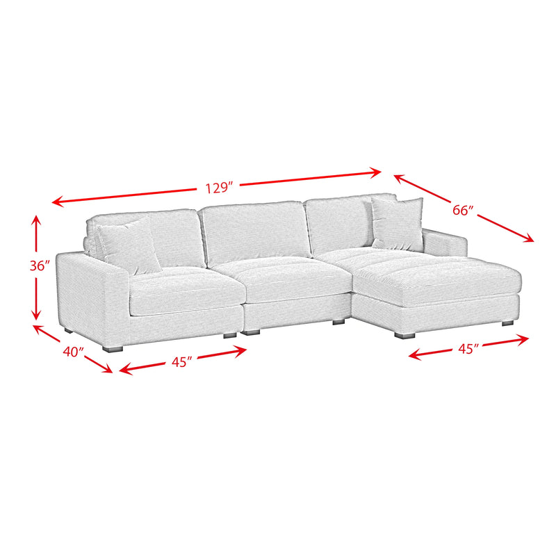 Arizona Modular Sectional Set with RHF Chaise in Steno Beige