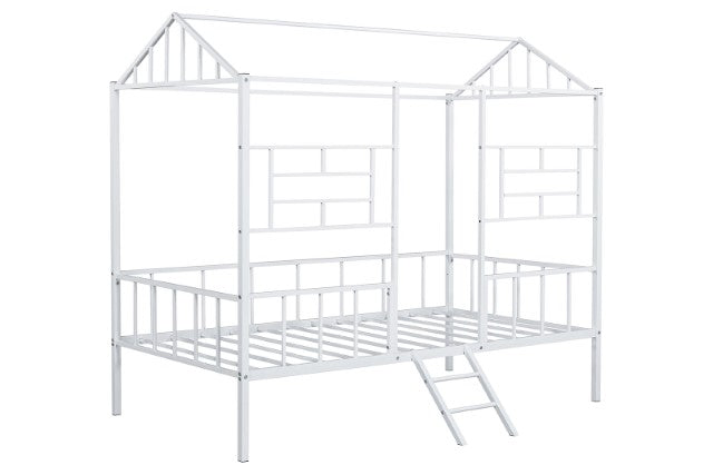 Rhonda Twin Loft Bed White, Silver, & Black