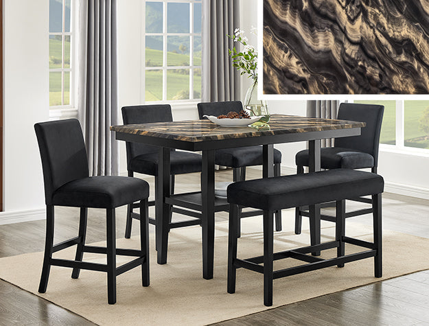 Marbel 5-Pc Counter Set-Faux Marble Goldbk